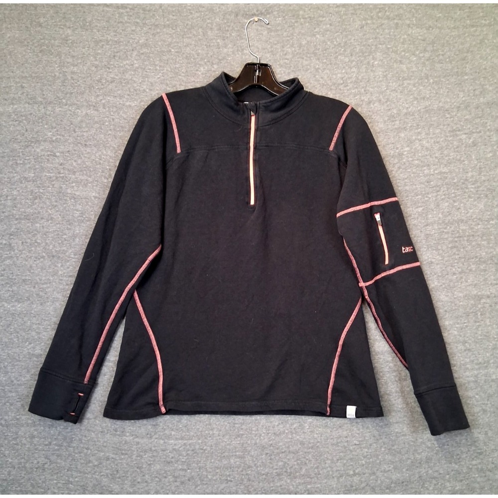 Tasc Mens Jacket L Black 1/4 Zip Velu Bamboo Stretch Athleisure Performance Gorp